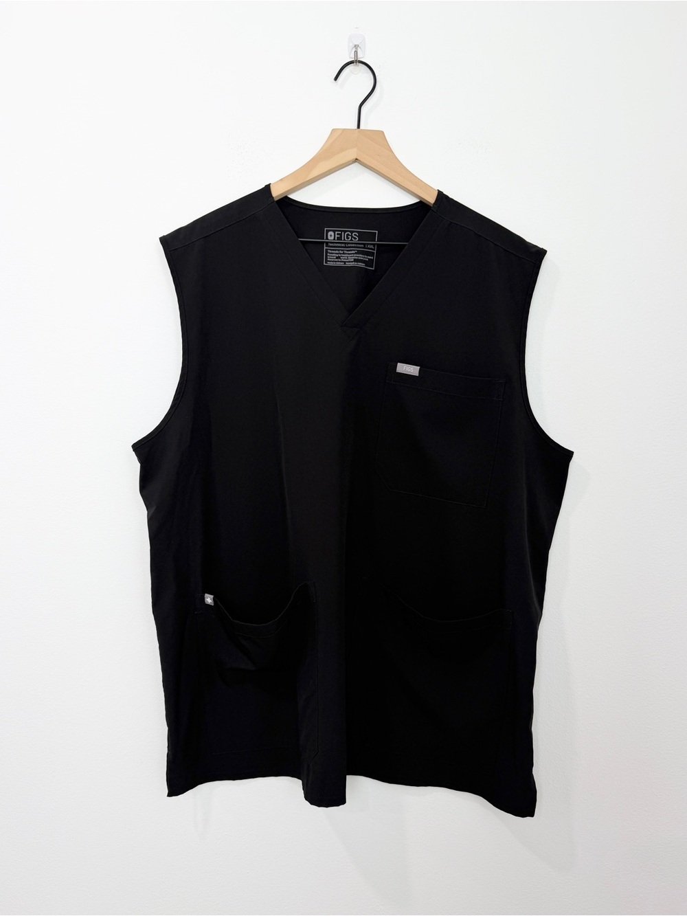 Figs V-Neck FREEx Sleeveless Scrub Smock Top Black Size XXL